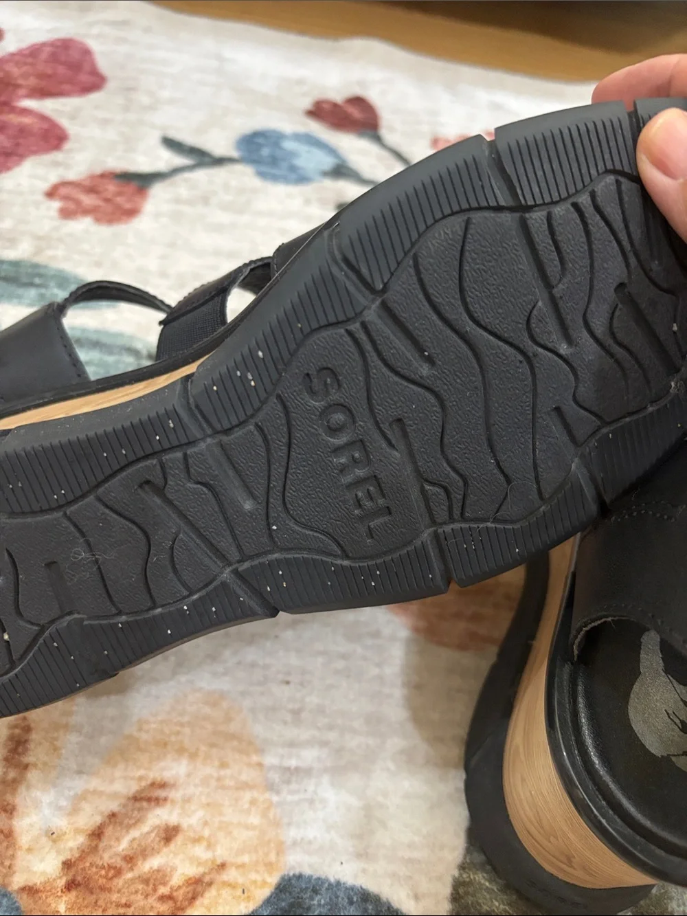 Sorel Black Leather Platform Strappy Sandals